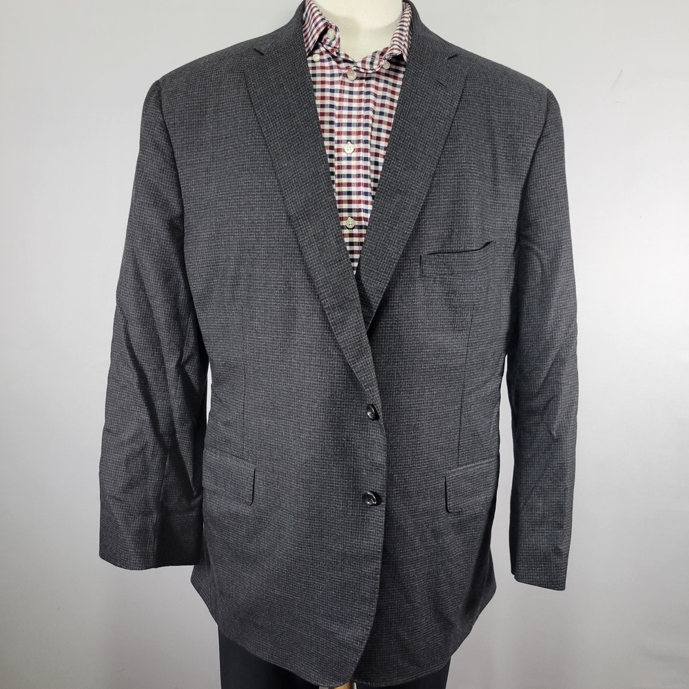 Royal Classics Men's Sport Coat Blazer Flannel Wool Charcoal Checked Surgeon 50R
